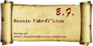 Bozsin Fabrícius névjegykártya